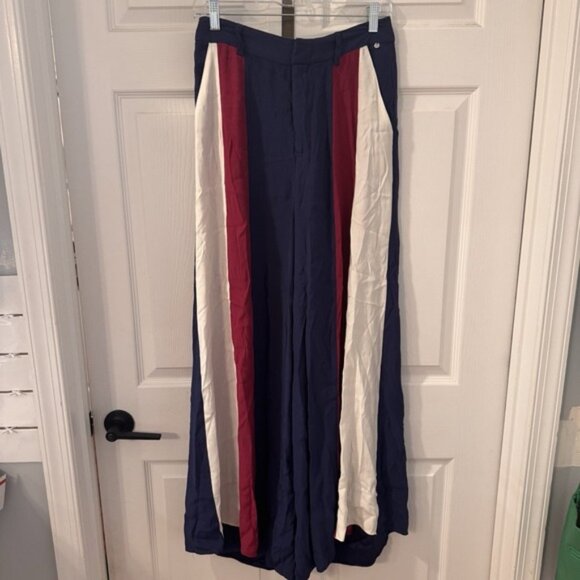 Rapsodia Womens High Wiasted Super Wide Leg Pants Trousers Red White Blue Size S - Picture 1 of 13